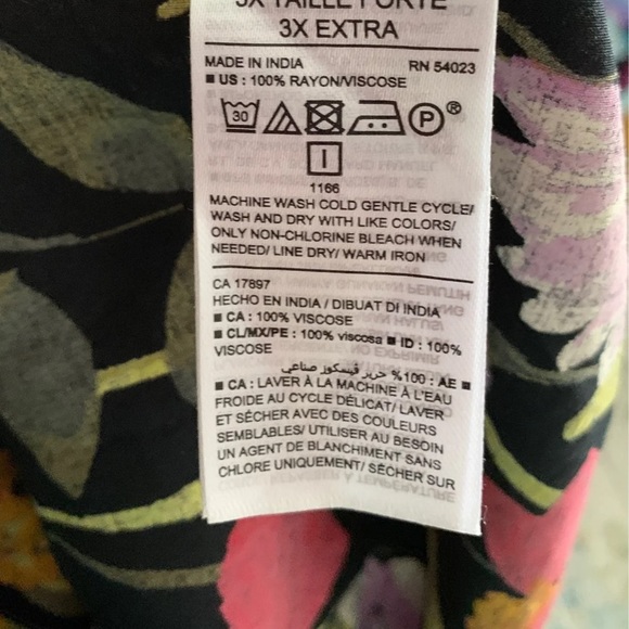 NEW 3x 22w Olive Green Red Gold Wildflower Peasant Sleeve Boho Black Dress - Picture 6 of 6